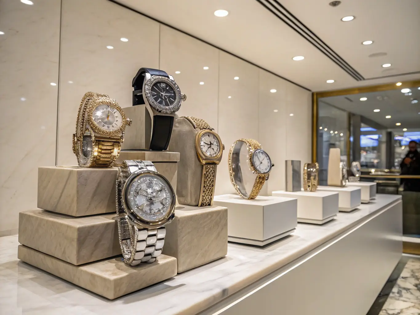 An elegant display of various luxury watches from different renowned brands, showcasing the curated selection available at Trademark Heritage.